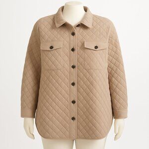 Sigred Olsen Women's Cream/Tan Colored Quilted Jacket, Size 2X